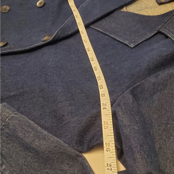 Denim Pea Coat Jean Jacket - Picture 3 of 8